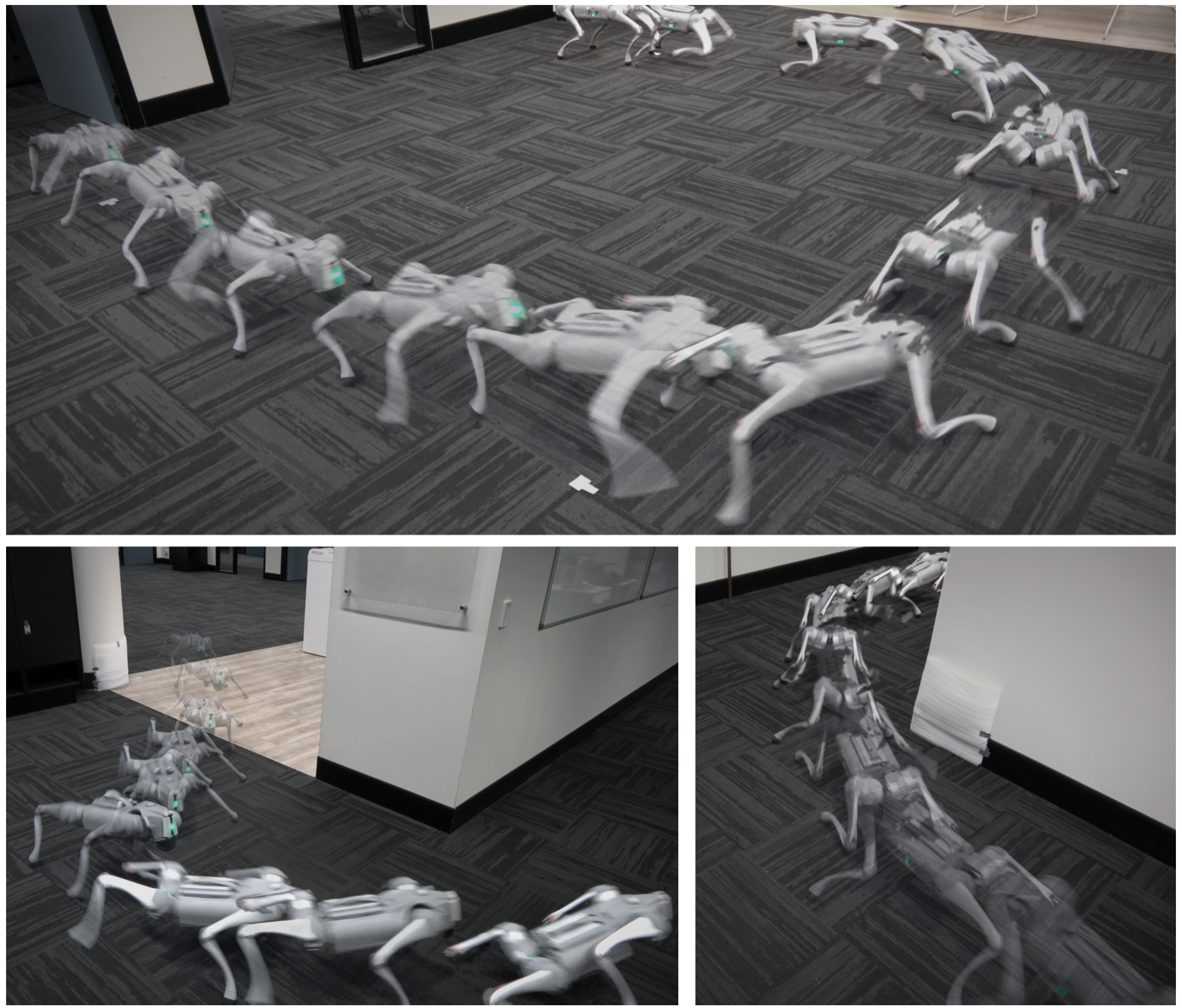 A quadrupedal robot following a curved running path